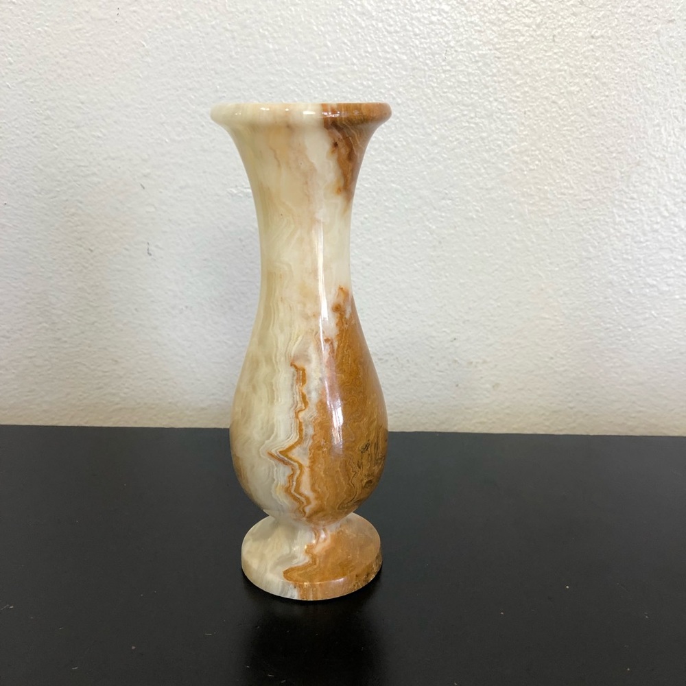Vintage Beige Brown Marble Onyx Crystal Stone Decorative Vase